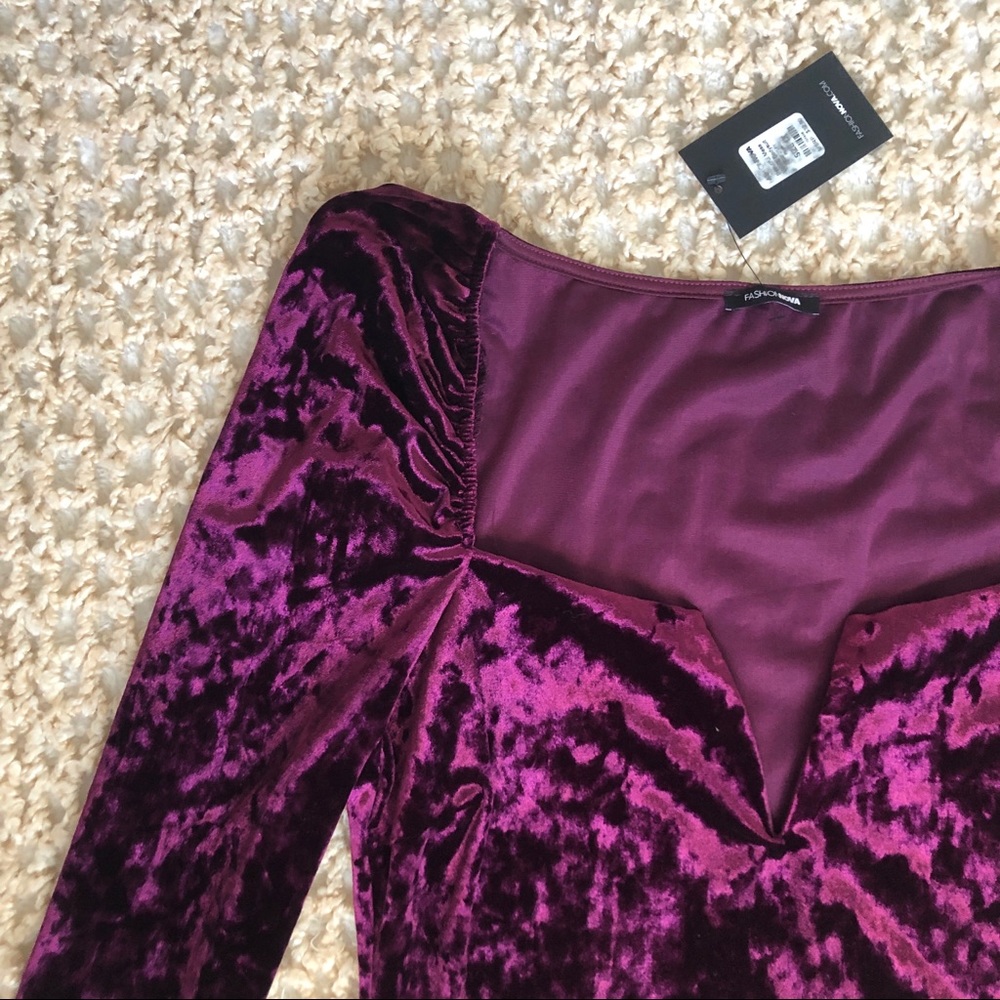 FASHION NOVA | RASPBERRY PURPLE VELOUR BODYSUIT - Picture 2 of 8